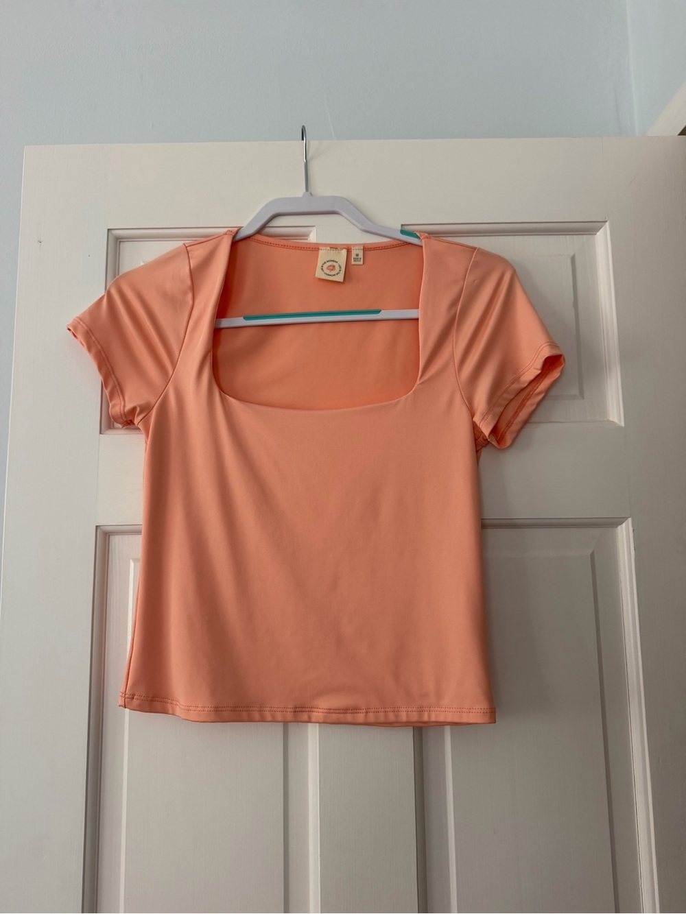 Women’s Square-Neck Peach Crop Top